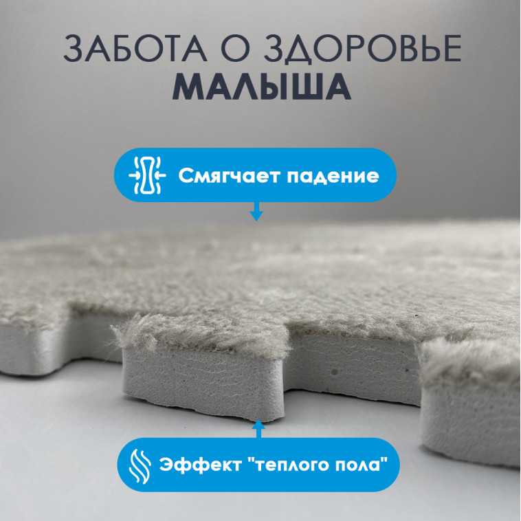 Фотография Коврик-пазл 10шт 30*30*1,5см махровый голубой Baizheng