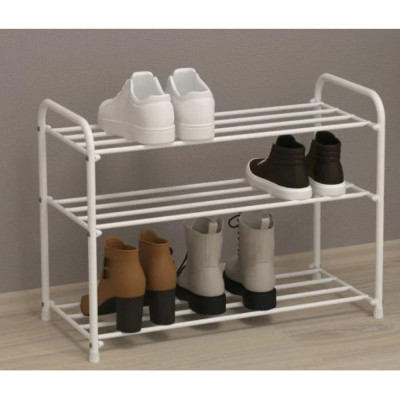 Подставка металлическая для обуви 3 х ярусная 66*30*48 см белый Альфа 23 ЗМИ