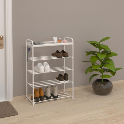 Подставка металлическая для обуви 5-ти ярусная 65,5*30*95 см белый Альфа 25 ЗМИ Подставка металлическая для обуви 5-ти ярусная 65,5*30*95 см белый Альфа 25 ЗМИ