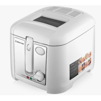 Фритюрница 1800 Вт складная ручка корзина 2,5 л 400 гр чаша для масла несъемная белый Brayer