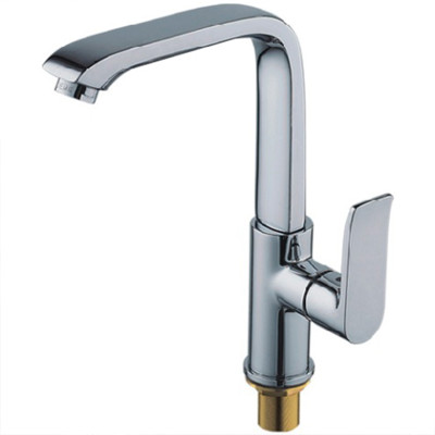 Смеситель для кухни однорыч. 35мм гайка излив высокий поворотн Латунь Хром Ledeme L4034-2