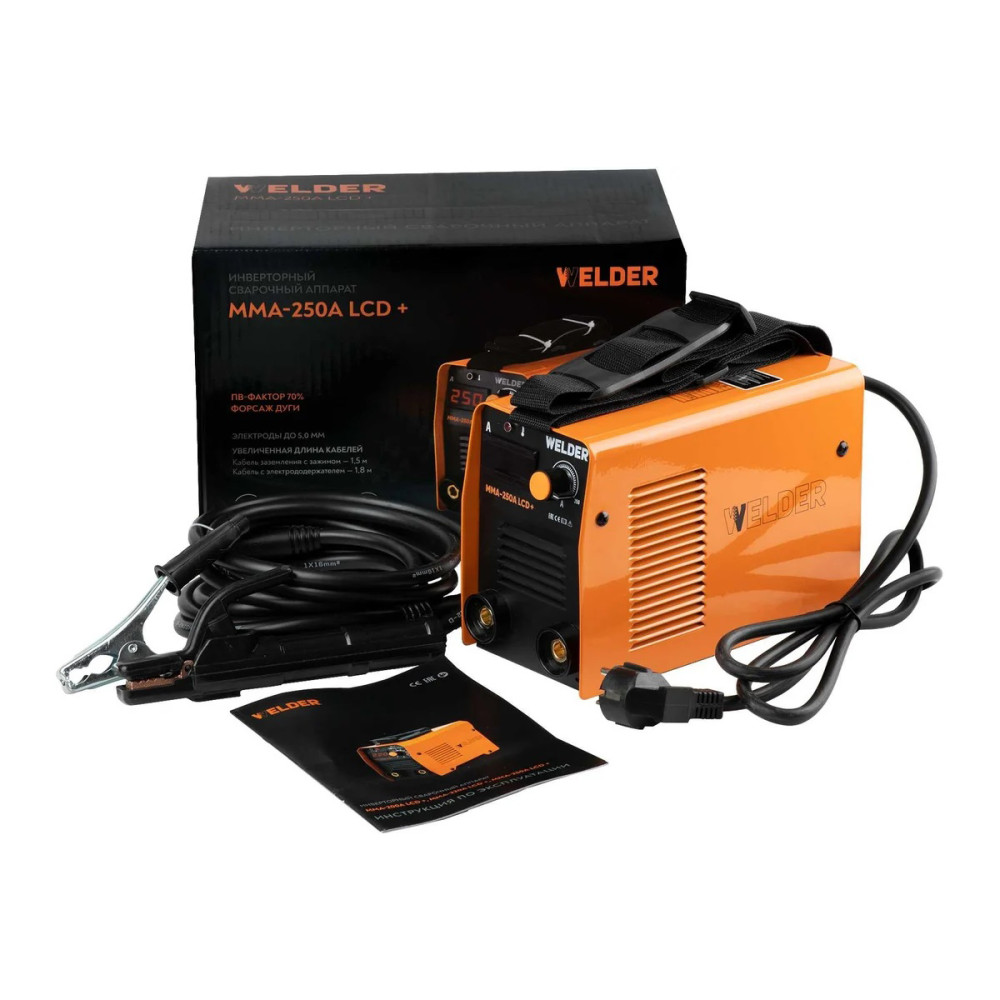 Сварочный аппарат инверторный Welder MMA-250 LCD, напряжение 220В, сварочный ток 20-250А