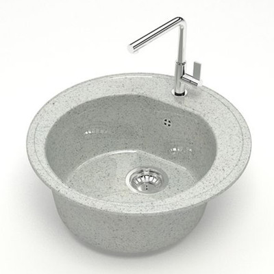 Мойка кухонная гранитная Z003 Черая светл серая (кругл) 513*513*191мм глянец