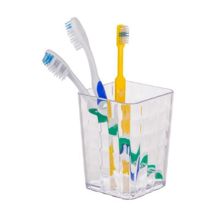 Фото Стакан пластиковый для зубных щеток 75*75*100 мм прозрачный Кристалл Альтернатива