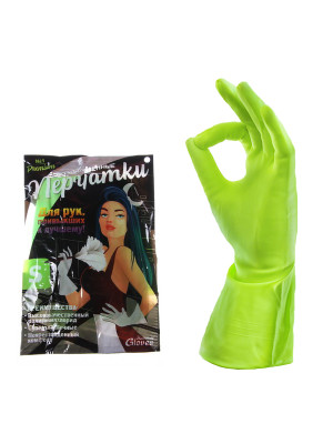 Перчатки хозяйственные виниловые зеленые Household Gloves Premium S