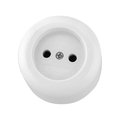 Розетка 1 мест 16А 2П макс. о/у Ретро белая (карболит) TDM