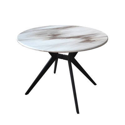 Стол ЛДСП кухонный круглый 100*100 см каркас металл черные ноги 5 частей Baizheng