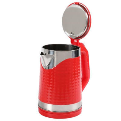 Чайник пластиковый электрический 2 л 1,5 Вт красный стальной ромбики Baizheng Чайник пластиковый электрический 2 л 1,5 Вт красный стальной ромбики Baizheng