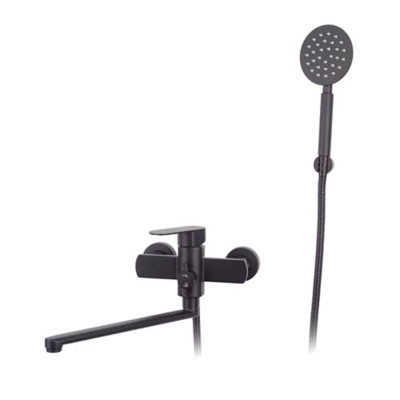 Смеситель DIKALAN для ванны однорыч. длин. излив нержавеющая сталь Черный (12) B2267-7