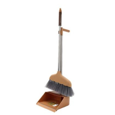 Набор пластиковый для уборки веник + совок 24,5*29,5*82,5/38*90 см пласт ручка корич Baizheng