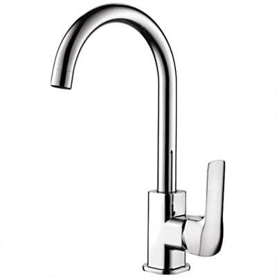 Смеситель для кухни однорыч. 35мм гайка излив высокий поворотн Латунь Хром Ledeme L4058