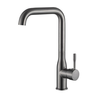 Смеситель для кухни однорыч. 35мм на шпильке излив высокий Латунь Оруж.сталь Ledeme L4698D