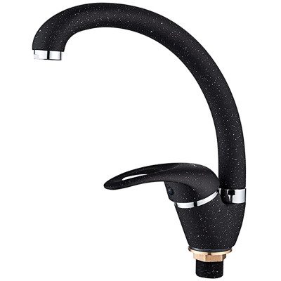 Смеситель для кухни однорыч. 40мм гайка излив высокий Черный Ledeme L5902F