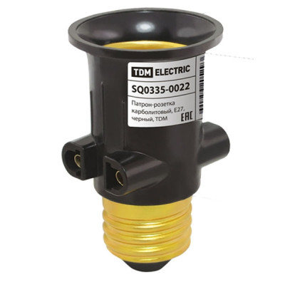 Патрон-розетка Е27 карболитовый, черный TDM Патрон-розетка Е27 карболитовый, черный TDM