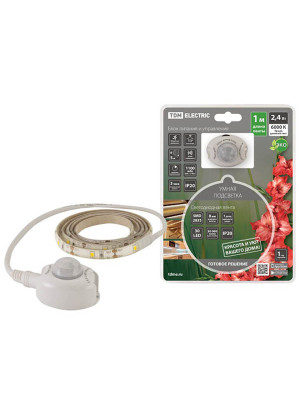 Подсветка 2,4Вт 6000К 5В с датчиком движения и освещ. 30LED IP20 SMD2835(1м) акк.Li-Ion 1100мАч TDM Подсветка 2,4Вт 6000К 5В с датчиком движения и освещ. 30LED IP20 SMD2835(1м) акк.Li-Ion 1100мАч TDM