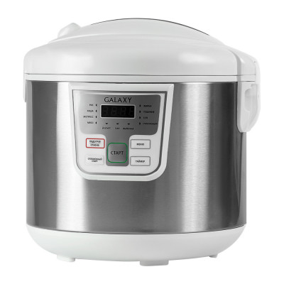 Мультиварка 5 л 900 Вт 11 программ чаша антипригарная дисплей таймер книга белый Galaxy