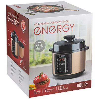 Мультиварка-скороварка  5 л 1000 Вт 9 программ чаша антипригарная дисплей черный EN-287 Energy