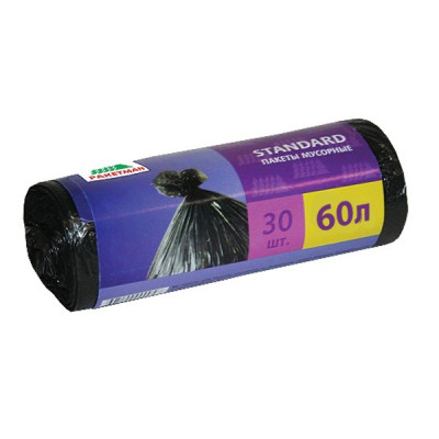 Мешок для мусора Пакман 60л 10мкм в рул 30шт Мешок для мусора Пакман 60л 10мкм в рул 30шт