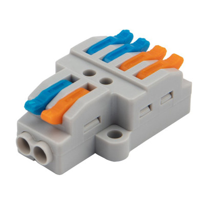 Клемма СМК 2х2 проходная разветвительная 2 полюса, с монтажной площадкой (1 ввод, 2 вывода на полюс Клемма СМК 2х2 проходная разветвительная 2 полюса, с монтажной площадкой (1 ввод, 2 вывода на полюс