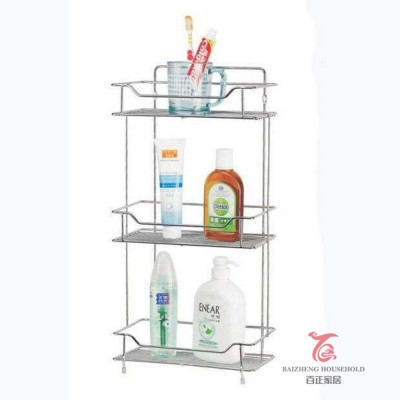 Полка металлическая для ванной 3-х ярусная 29*16*58 см серебро Baizheng