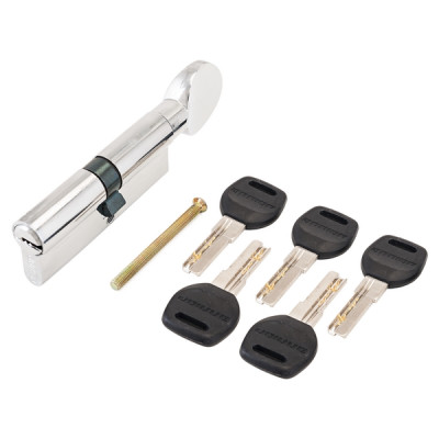 Цилиндровый механизм с вертушкой HD FG 80mm (35+10+35) CP хром 5 перф. ключей АЛЛЮР