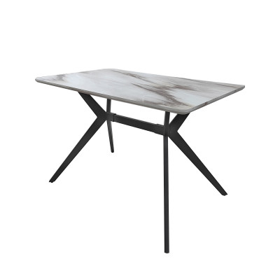 Стол ЛДСП кухонный 120*70 см прямоугольный каркас металл черные ноги 5 частей Baizheng