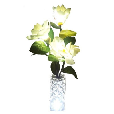 Лампа настольная электрическая 10*10*45 см ваза с цветами белый Baizheng