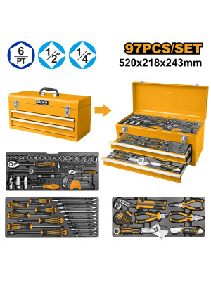 Набор инструмента  97 предметов метал ящик INGCO HTCS220971 INDUSTRIAL