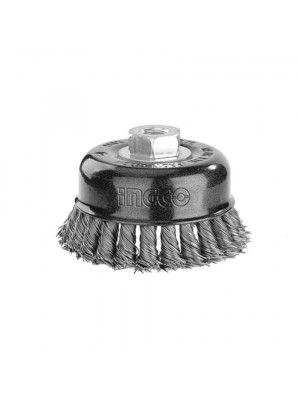 Щетка чашка по металлу плетеная 100мм/м14 INGCO WB21005 INDUSTRIAL