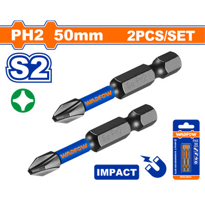 Бита PH2 50 мм ударная 2 шт WADFOW WSV2K61 Бита PH2 50 мм ударная 2 шт WADFOW WSV2K61