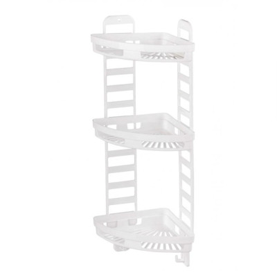 Полка пластиковая для ванной 3-х ярусная 25*18*58 см угловая белый Трансформер Альтернатива