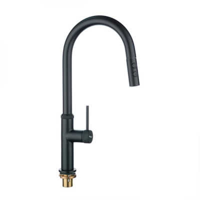 Смеситель DIKALAN для кухни однорыч. 40 мм гайка, высокий излив, Черный матовый (10) AL50008-B