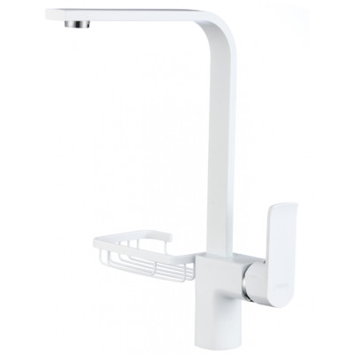 Смеситель DIKALAN для кухни с мыльницей выс. поворотный излив 40мм гайка Латунь Белый (10) D40372-8