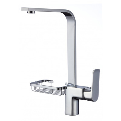 Смеситель DIKALAN для кухни с мыльницей выс. поворотный излив 40мм гайка Латунь Хром (10) D40372