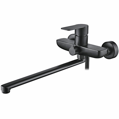 Смеситель для ванны однорыч. 35мм излив - 300мм дивертор в корп. Нерж. Черный Ledeme L72218B