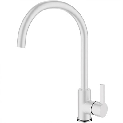 Смеситель для кухни однорыч. 35мм гайка излив высокий поворотн Латунь Белый Ledeme L4299W