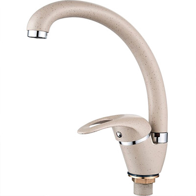 Смеситель для кухни однорыч. 40мм гайка излив высокий Бежевый Ledeme L5902M