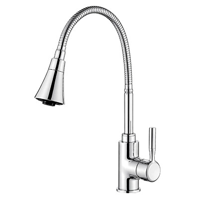 Смеситель для кухни однорыч. 35мм гайка излив гибкий Аэратор Латунь Хром Ledeme L4199