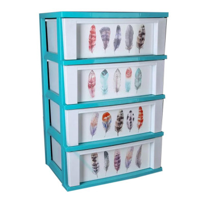 Комод пластиковый 4-х секционный бирюза Serenity Berossi Комод пластиковый 4-х секционный бирюза Serenity Berossi