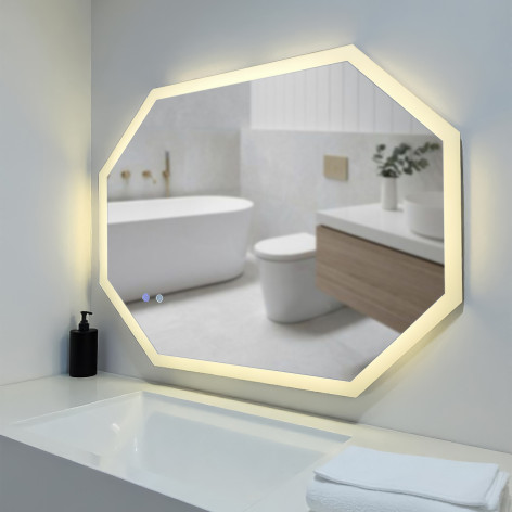 Зеркало для ванной 60*80 см LED подсветка антизапотевание восьмиугольное KN-833A60/80 KNOIS