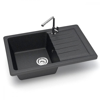 Мойка кухонная гранитная 016 черная (прямоуг) 740*490*210мм