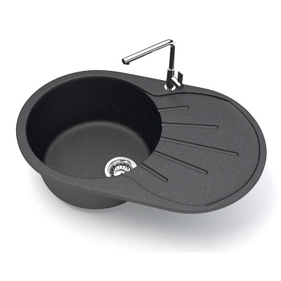 Мойка кухонная гранитная 110 черная (овал) 748*455*210мм