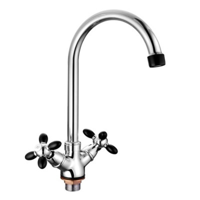 Смеситель Accoona для кухни махов. под гайку крест черный (10) A4582F