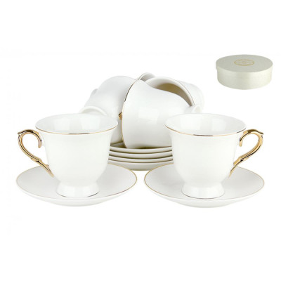 Набор фарфоровый чайный  12 пр 220 мл под упак Золотой лед Коралл