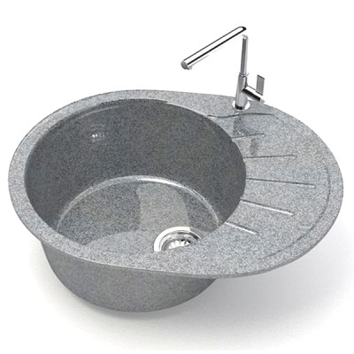 Мойка кухонная гранитная Z010 Тейлор темно-серая 575*440*215 (чаша 382*382мм) глянец