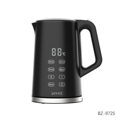 Чайник-термопот металлический электрический 1,7 л 2,2 кВт температурный дисплей черный Lykas
