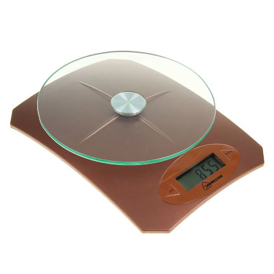 Весы кухонные электронные 5 кг стекл платформа коричневый HS-3002 Homestar (1/24), арт. 002663