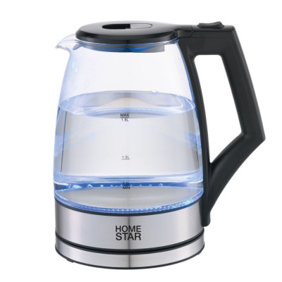 Чайник стеклянный электрический 1,8 л 2,2 кВт подсветка черный HS-1004 HomeStar