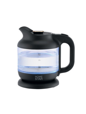Чайник стеклянный электрический 1,2 л 1,63 кВт подсветка черный HS-10056 HomeStar Чайник стеклянный электрический 1,2 л 1,63 кВт подсветка черный HS-10056 HomeStar