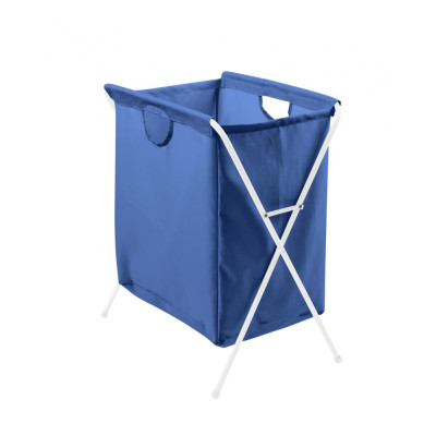 Корзина текстильная для белья 53*39*62 см мешок металл каркас складная синий Nika